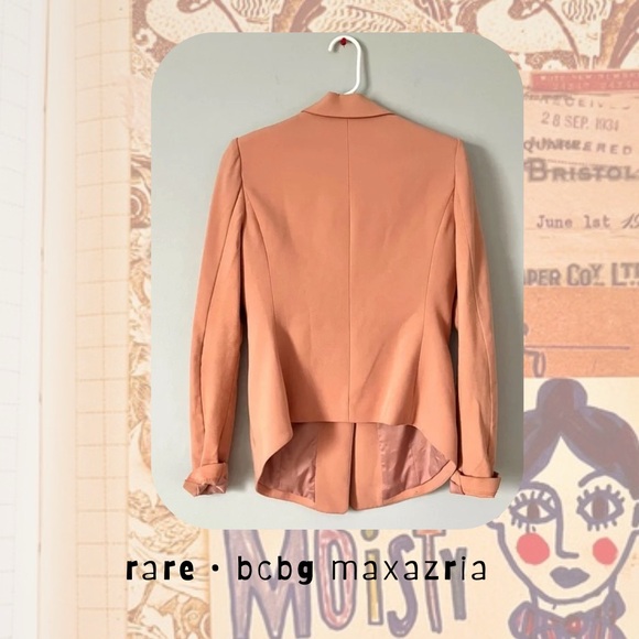 BCBGMaxAzria β’ peach moto open blazer jacket with knit stretch panels - Picture 2 of 16